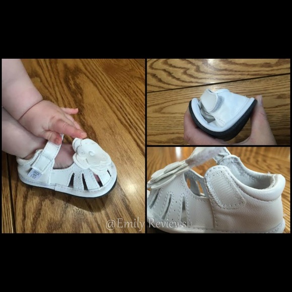 Jack & Lily White Leather Layered Flower Flat Shoes 18-24 months - Picture 6 of 7